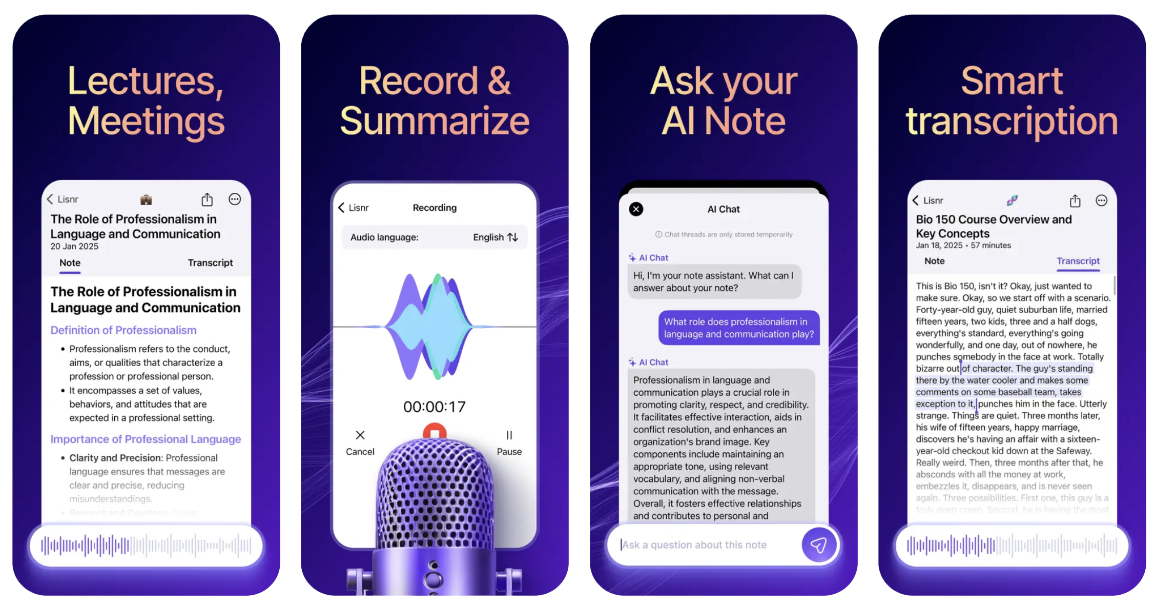 AI Note Taker - Lisnr (iOS) app listing thumbnail