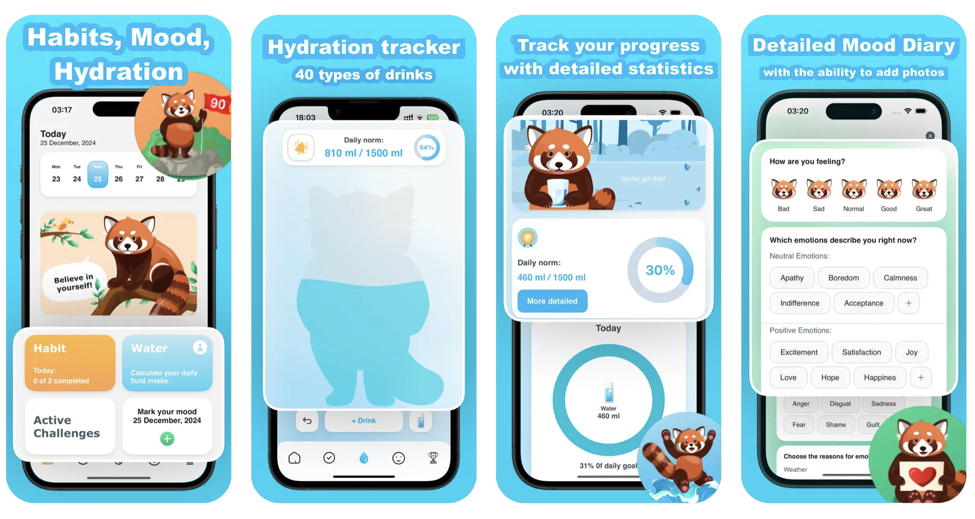 Habit Tracker - Red Panda: gamified habit tracker (iOS) app listing thumbnail