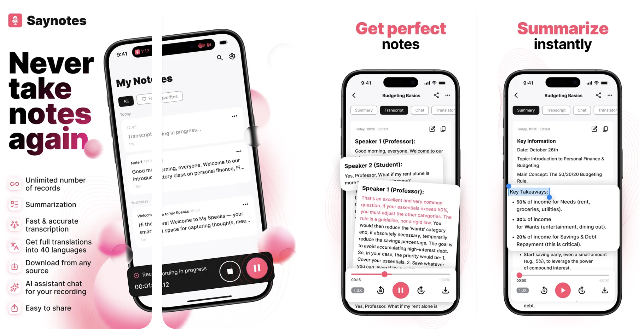 Say Notes: AI Speech to text (iOS) app listing thumbnail