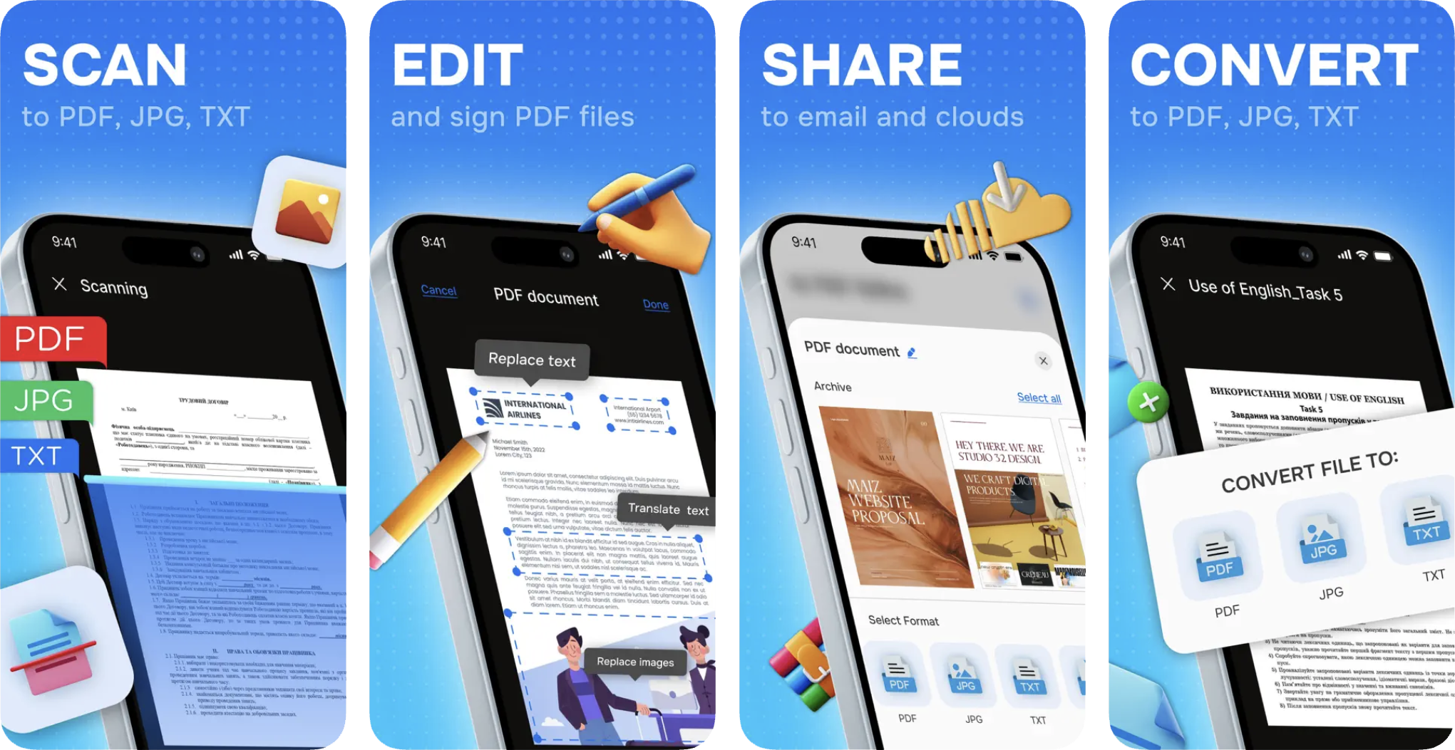 Oxi PDF Scanner AI Scan to PDF (iOS) app listing screenshot